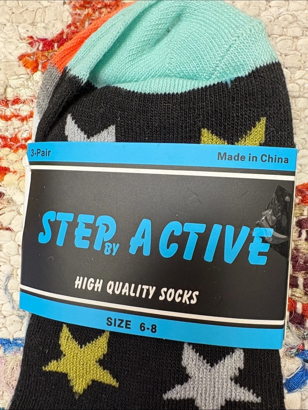 Kids Low-Cut Star & Geometric Socks - Blue, Black